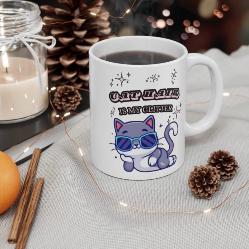 Cat Hair is My Glitter Mug – Sassy Cat Lover Coffee Mug – Funny Cat Mug for Pet Lovers - Image 4