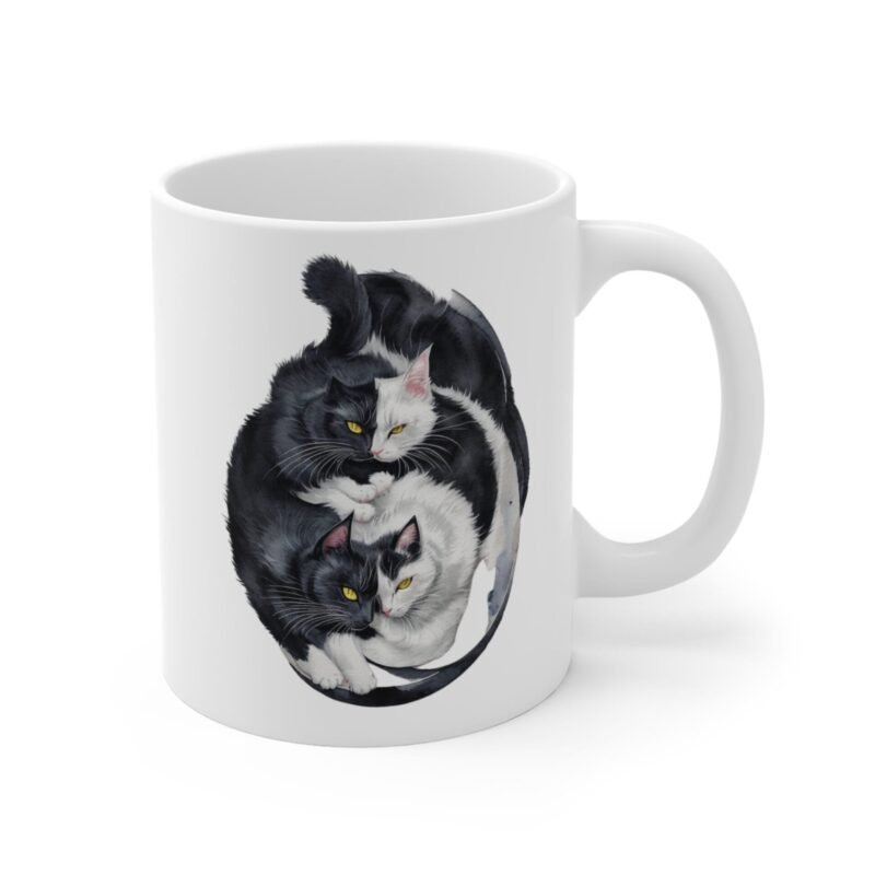 Yin Yang Cat Mug – Cute Black and White Cats Coffee Cup for Cat Lovers, Zen Pet Gift, Feline Balance Mug - Image 3
