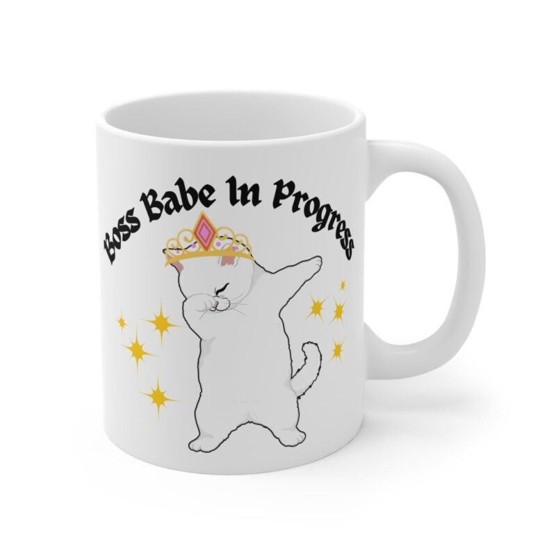 Boss Babe In Progress Dubbing Cat Mug – Cute Cat Lover Coffee Cup, Funny Cat Mom Gift, Feminine Cat-Themed Mug for Pet Lovers - Image 3