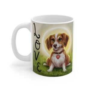 Dog Lover Mug – Cute Dog with Halo and Love Quote – Coffee Cup Gift for Dog Owners – Pet Lover Mug with Heartfelt Design