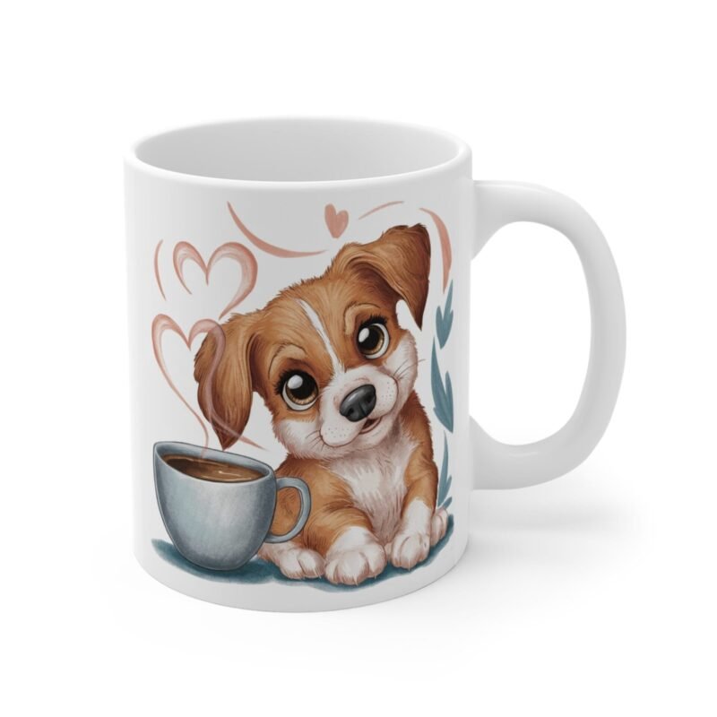 Cute Puppy Mug with Hearts – Dog Lover Gift, Adorable Pet Coffee Cup for Dog Moms & Dads - Image 3