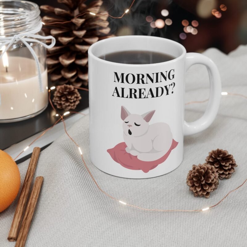 Cute Sleepy Cat Coffee Mug for Cat Lovers – Funny Morning Cat Design – Perfect Gift for Pet Owners and Coffee Fans - Image 4