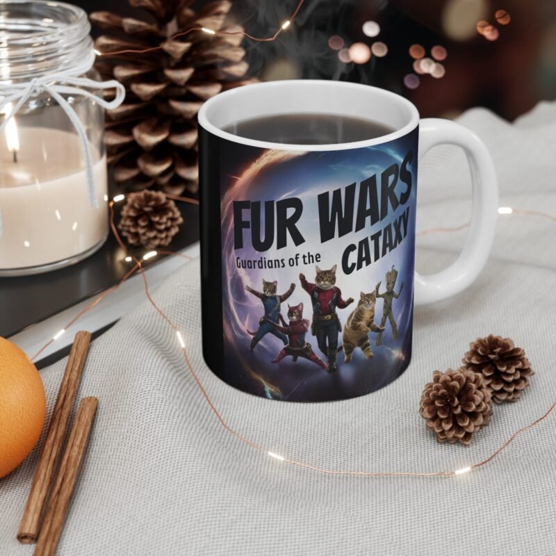 Fur Wars Cat Mug – Funny Space Cat Coffee Cup for Pet Lovers, Guardians of the Cataxy Sci-Fi Gift - Image 4