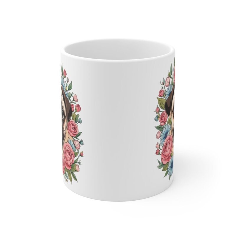 Pug Flower Crown Mug – Cute Dog Lover Gift, Floral Pug Coffee Cup for Pet Parents - Image 2