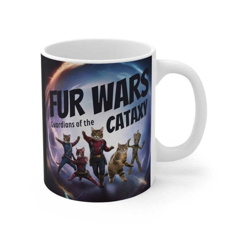 Fur Wars Cat Mug – Funny Space Cat Coffee Cup for Pet Lovers, Guardians of the Cataxy Sci-Fi Gift - Image 3