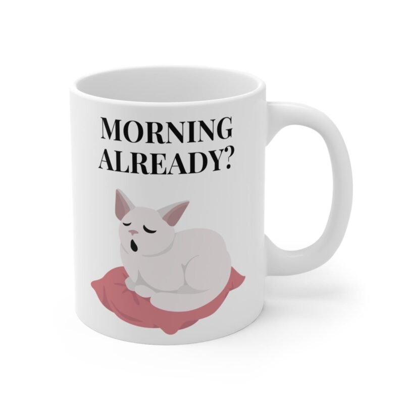 Cute Sleepy Cat Coffee Mug for Cat Lovers – Funny Morning Cat Design – Perfect Gift for Pet Owners and Coffee Fans - Image 3