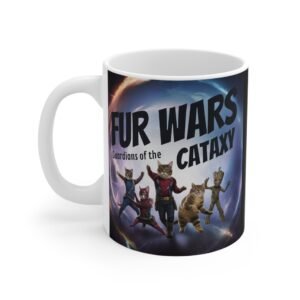 Fur Wars Cat Mug – Funny Space Cat Coffee Cup for Pet Lovers, Guardians of the Cataxy Sci-Fi Gift