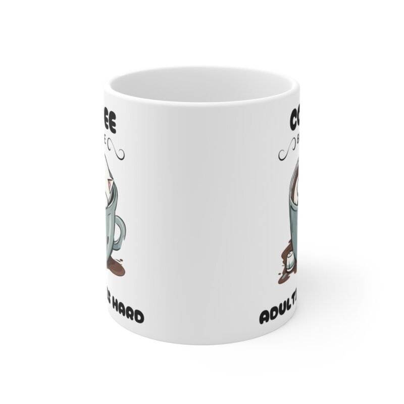 Funny Cat Coffee Mug – Cute Sleeping Kitten Cup with 'Coffee Because Adulting is Hard- Quote – Gift for Cat Lovers And Coffee Drinkers - Image 2