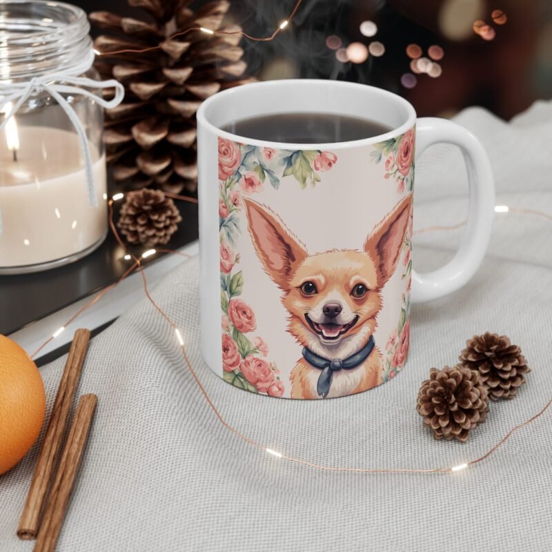 Smiling Chihuahua Flower Mug – Cute Dog Lover Coffee Cup Gift for Pet Moms And Dads - Image 4