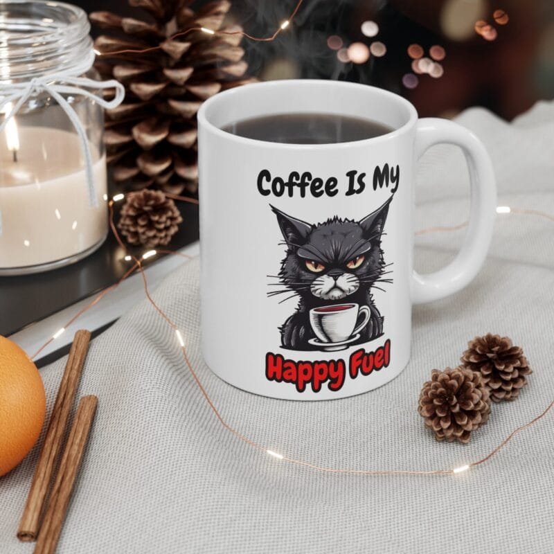 Grumpy Cat Coffee Mug – Palacepals Funny Pet Lover Gift – Coffee Is My Happy Fuel Cat Cup for Cat Moms And Coffee Lovers - Image 4