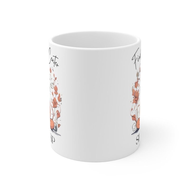 Find Your Center Cat Yoga Mug – Palapals Cute Floral Meditation Coffee Cup for Cat Lovers - Image 2