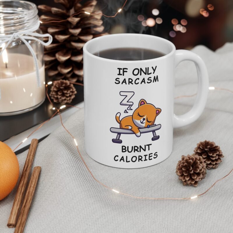 Funny Cats Mug – If Only Sarcasm Burnt Calories – Cute Sleeping Cat Coffee Cup for Cat Lovers And Pet Parents - Image 4