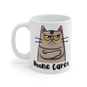 Grumpy Cat Mug – Funny No One Cares Sarcastic Coffee Cup for Cat Lovers And Pet Parents