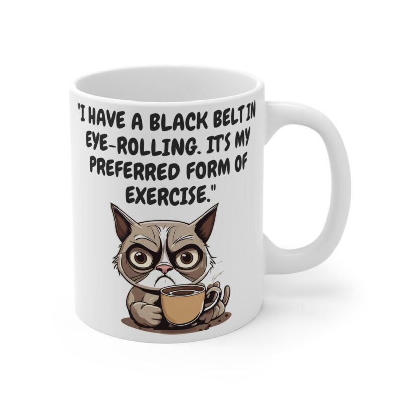 Funny Cat Coffee Mug – Palacepals Sarcastic Cat with Coffee | Black Belt in Eye Rolling | Gift for Cat Lovers And Coffee Drinkers - Image 3