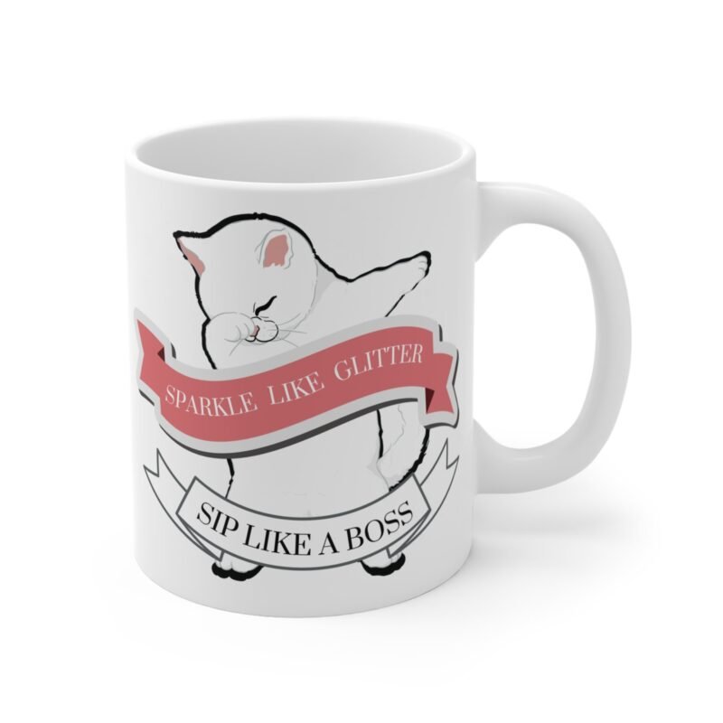 Funny Cat Dabbing Mug – Sparkle Like Glitter Sip Like a Boss – Cute Coffee Cup for Cat Lovers And Pet Owners - Image 3