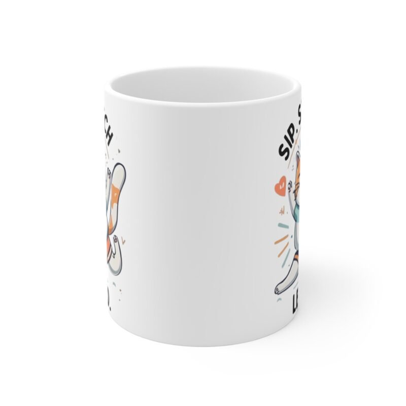 Funny Cat Yoga Mug – Sip Stretch Let Go – Cute Pet Lover Coffee Cup for Cat Moms And Cat Dads - Image 2