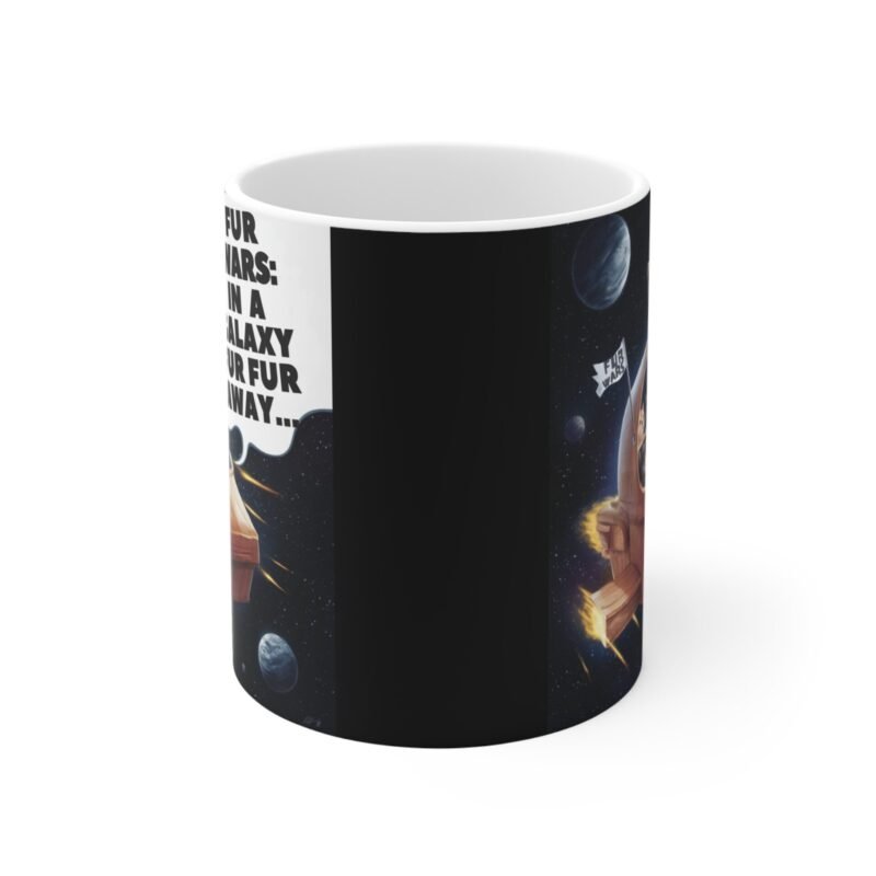 Fur Wars Cat Mug – Funny Space Cat Coffee Cup for Pet Lovers And Star Fans – Galaxy Fur Fur Away Novelty Gift - Image 2