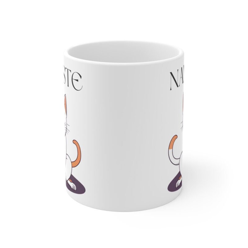 Namaste Cat Yoga Mug – Cute Cat with Lotus Flower Coffee Cup – Funny Yoga Gift for Cat Lovers And Pet Parents - Image 2