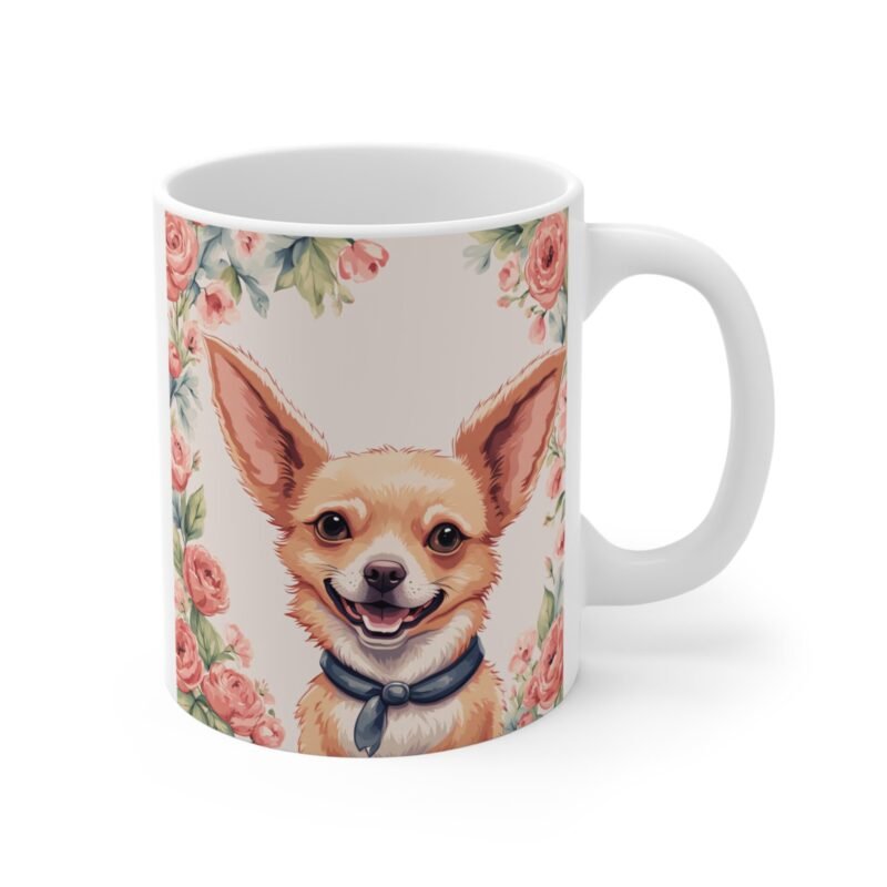 Smiling Chihuahua Flower Mug – Cute Dog Lover Coffee Cup Gift for Pet Moms And Dads - Image 3