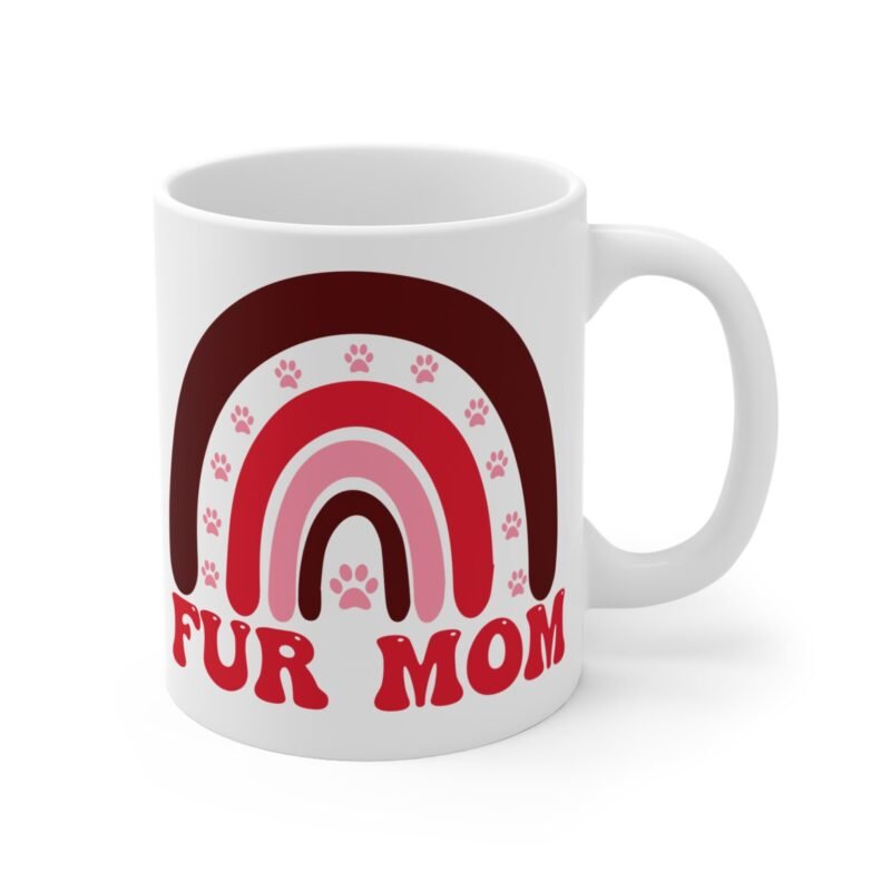 Fur Mom Rainbow Mug – Palacepals Cute Pet Lover Coffee Cup | Gift for Dog Moms And Cat Moms | Colorful Animal Lover Mug - Image 3