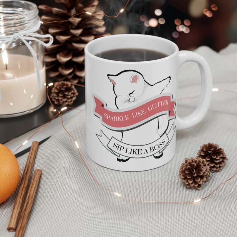 Funny Cat Dabbing Mug – Sparkle Like Glitter Sip Like a Boss – Cute Coffee Cup for Cat Lovers And Pet Owners - Image 4
