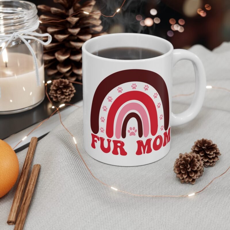 Fur Mom Rainbow Mug – Palacepals Cute Pet Lover Coffee Cup | Gift for Dog Moms And Cat Moms | Colorful Animal Lover Mug - Image 4