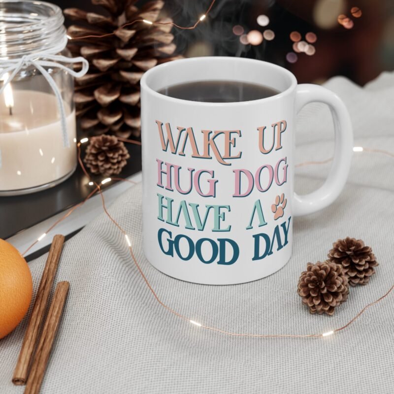 Wake Up Hug a Dog Mug – Palacepals Cute Dog Lover Coffee Cup | Morning Motivation Gift for Dog Moms And Pet Owners - Image 4
