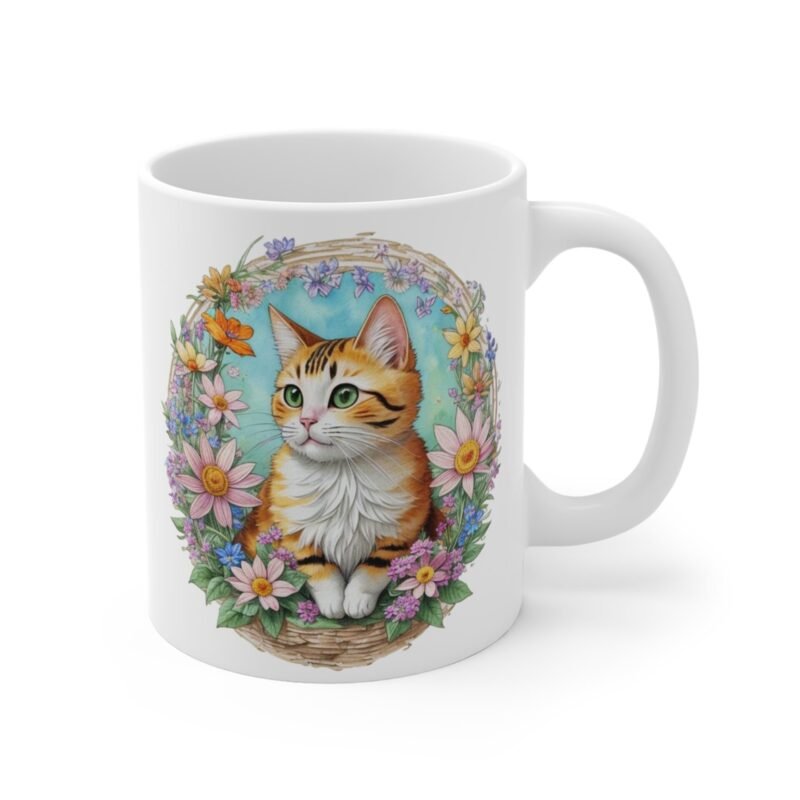 Cute Kitten Flower Mug – Floral Cat Lover Coffee Cup, Gift for Pet Owners And Cat Mom - Image 3