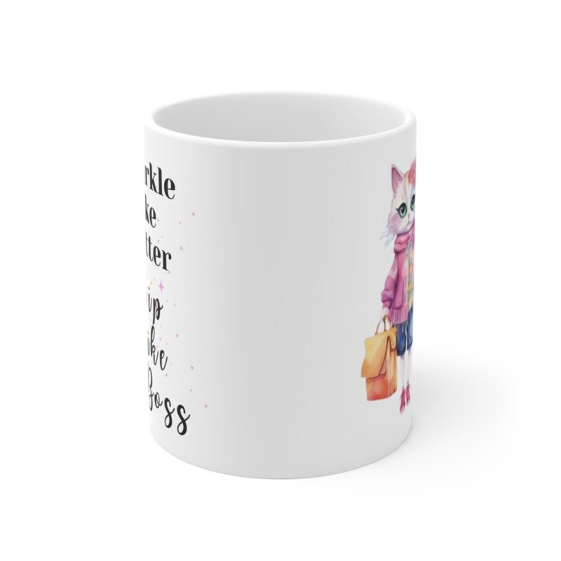Sassy Cat Mugs – Sparkle Like Glitter Sip Like a Boss – Funny Coffee Cup for Cat Lovers And Cat Moms - Image 2