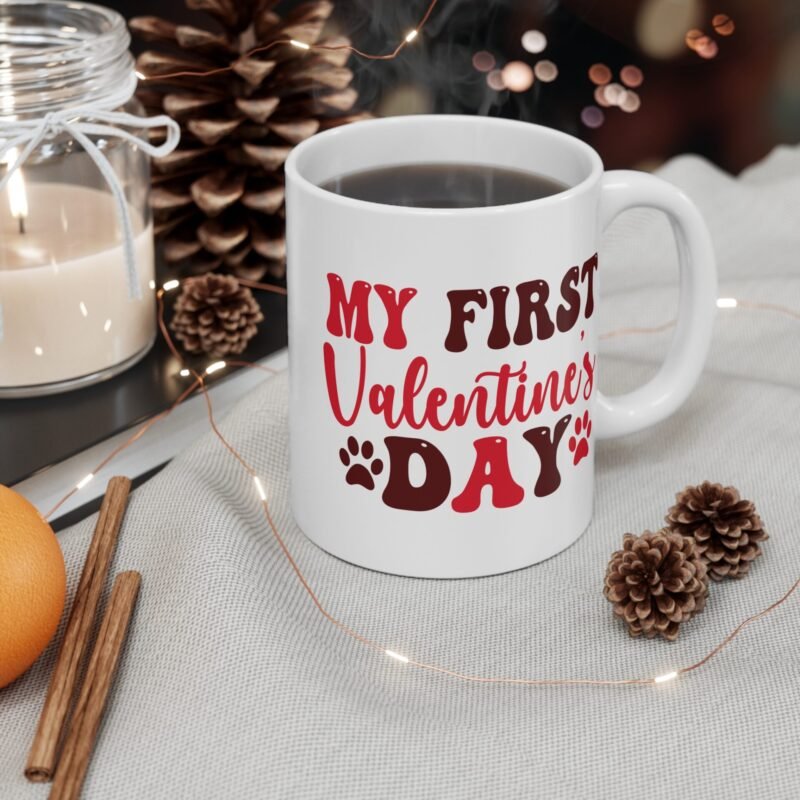 My First Valentine’s Day Mug – Palacepals Cute Pet Lover Gift | Puppy And Kitten Valentine Coffee Cup | Baby’s First Valentine Keepsake - Image 4