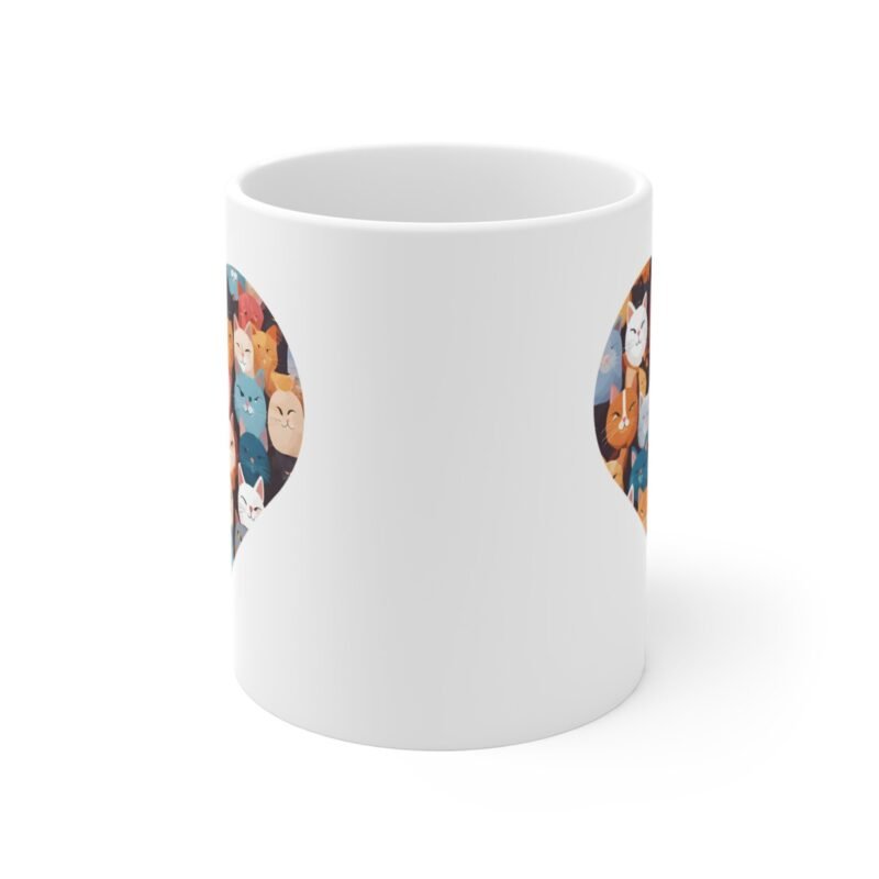 "Heart Shaped Cat Mug – Cute Cat Lover Coffee Cup with Adorable Kitty Group Design" - Image 2