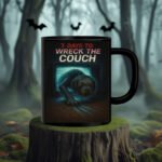 Horror Dog Mug – 7 Days to Wreck the Couch Ring-Inspired Funny Halloween Dog Design 11oz Black Mug
