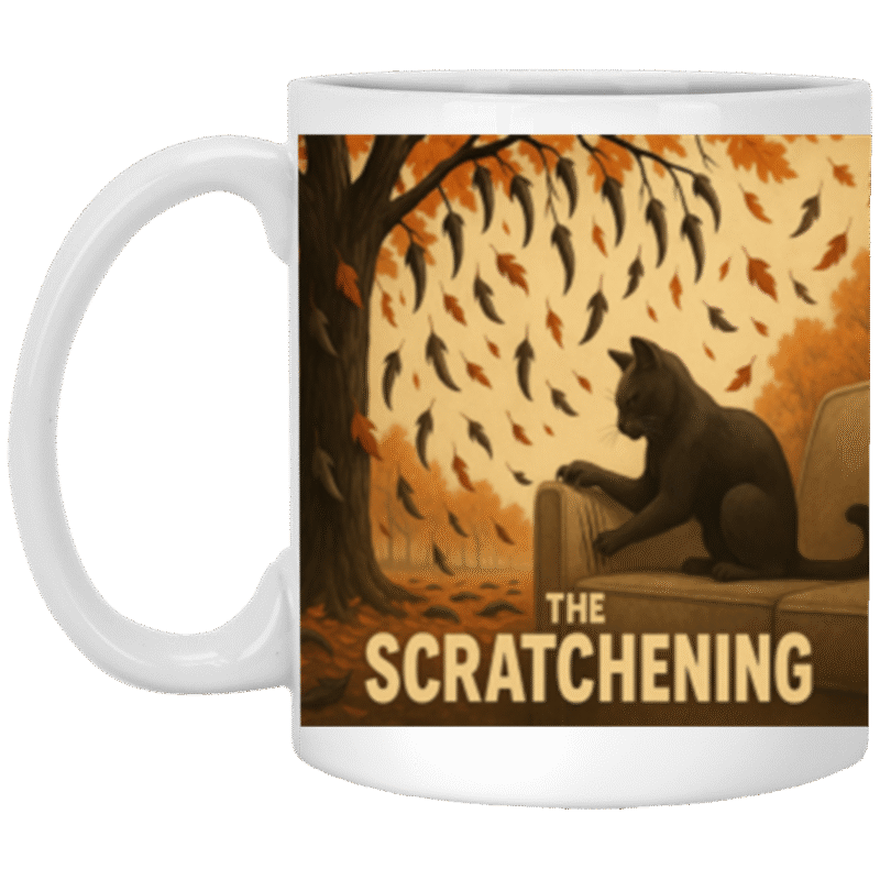 The Scratchening Cat Halloween Art Inspired by The Happening 11oz White Mug - Image 5