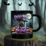 Doggone It I Love Halloween Dog Mug – Spooky Pumpkin Design for Dog Lovers 11oz Black Mug