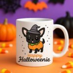 Cute Chihuahua Pumpkin Halloween Mug – Happy Halloweenie Dog Lover Gift 11oz White Mug